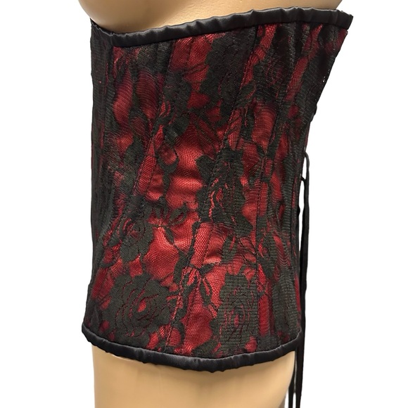 Daisy Corsets Lavish Underbust Red Black Lace Overlay Cincher Women’s Large - Picture 6 of 15